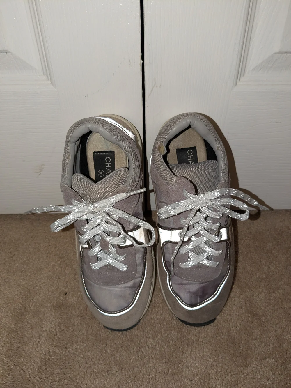 Chanel Taupe Suede Sneakers